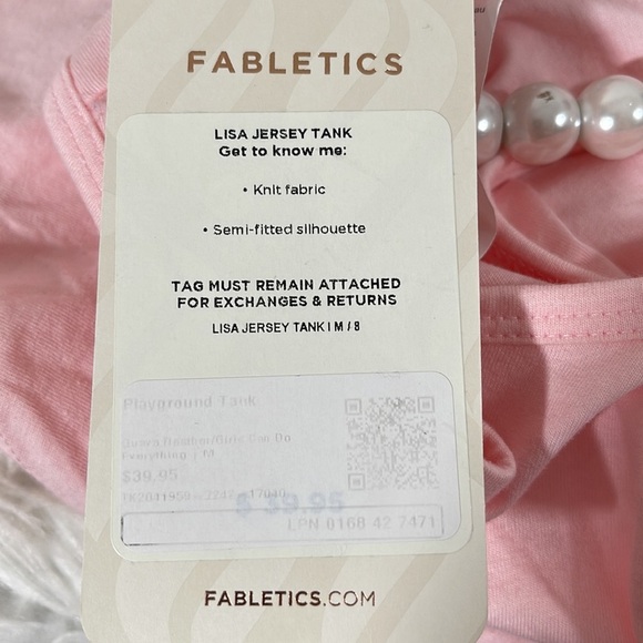 FABLETICS Lisa Jersey Tank “Girls Can Do Everything” Pink Size Medium New - Picture 5 of 8